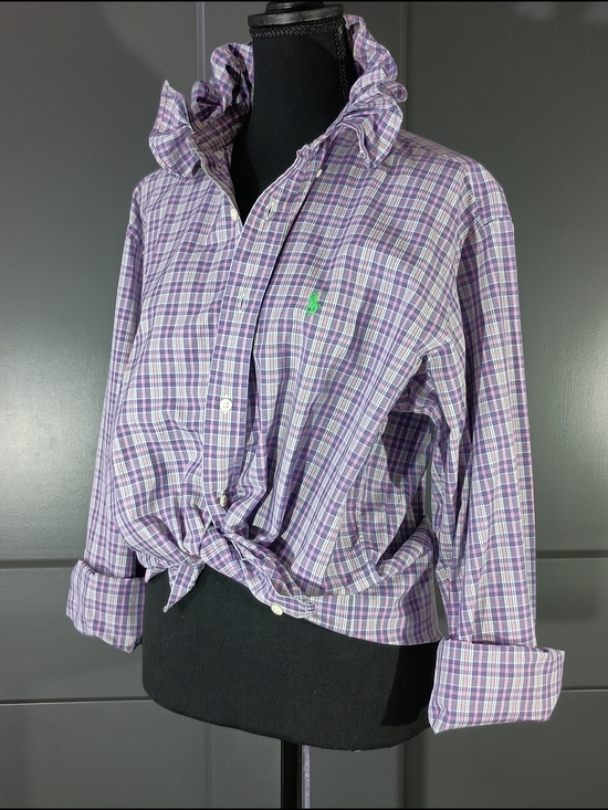 Ralph Lauren Tops - Upcycled Women's Ralph Lauren Ruffled Collar Shirt